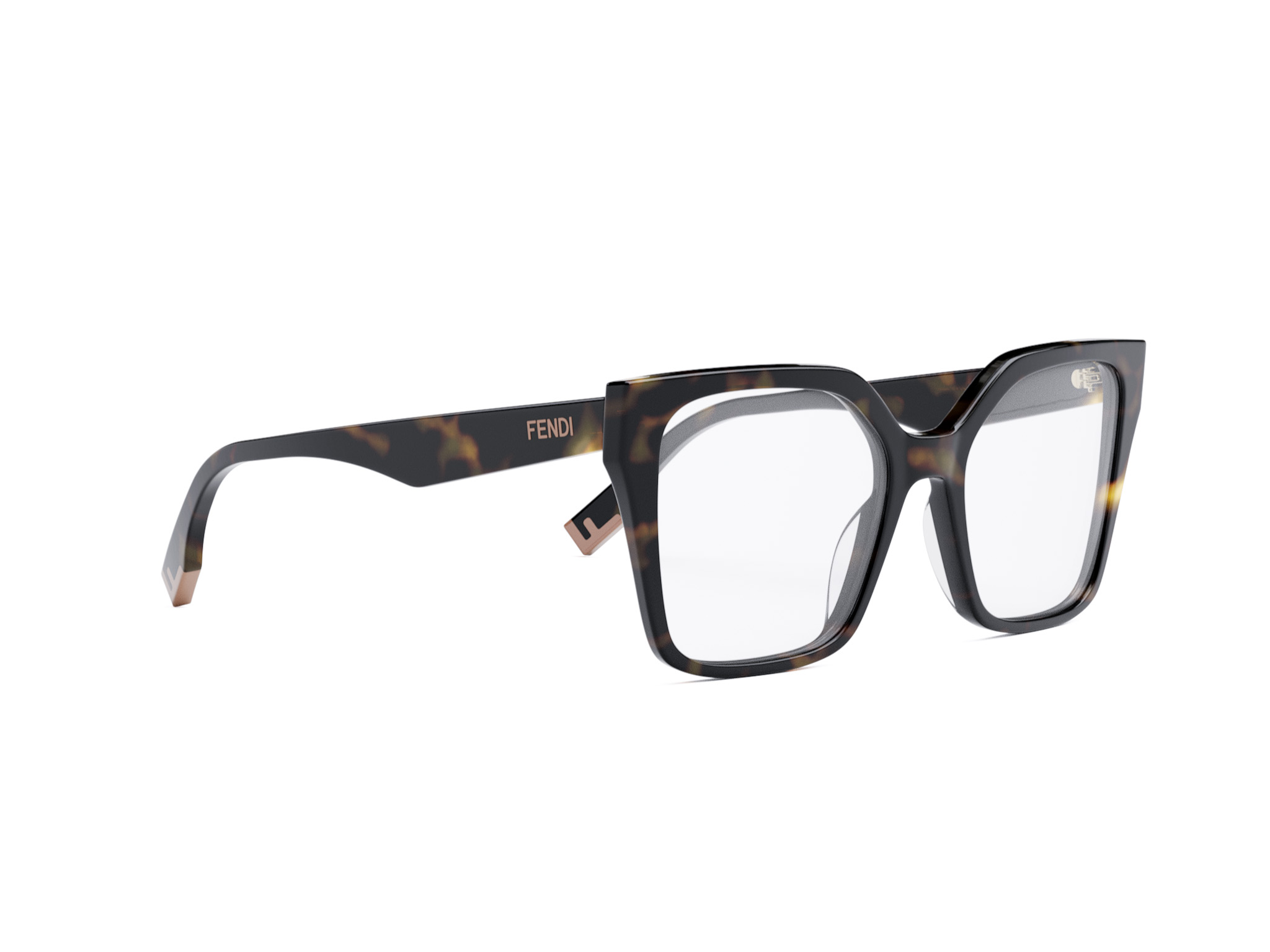 FENDI FE50002I Fendi Way Havana Geometric Eyeglasses