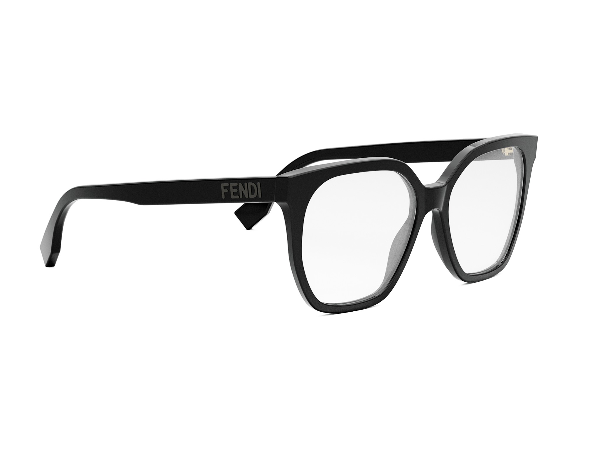 FENDI FE50087I Lettering Black Geometric Eyeglasses