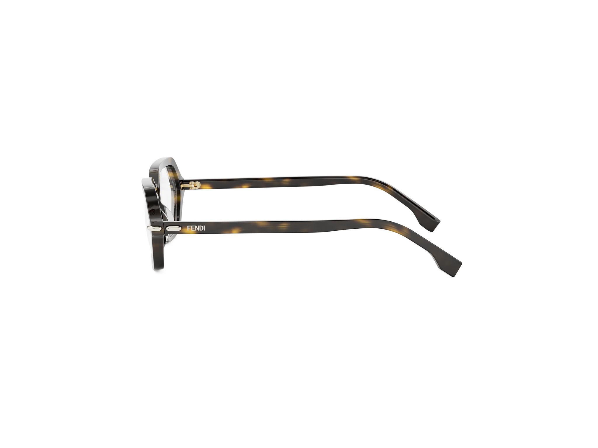 FENDI FE50125I Fendi Selleria Havana Geometric Eyeglasses