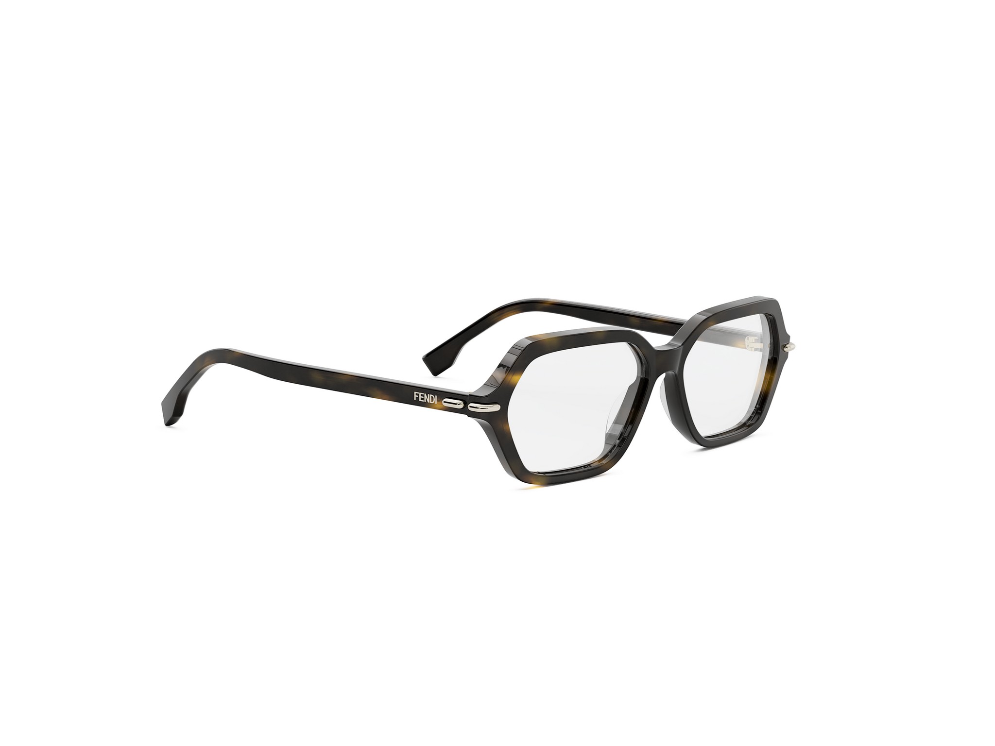 FENDI FE50125I Fendi Selleria Havana Geometric Eyeglasses