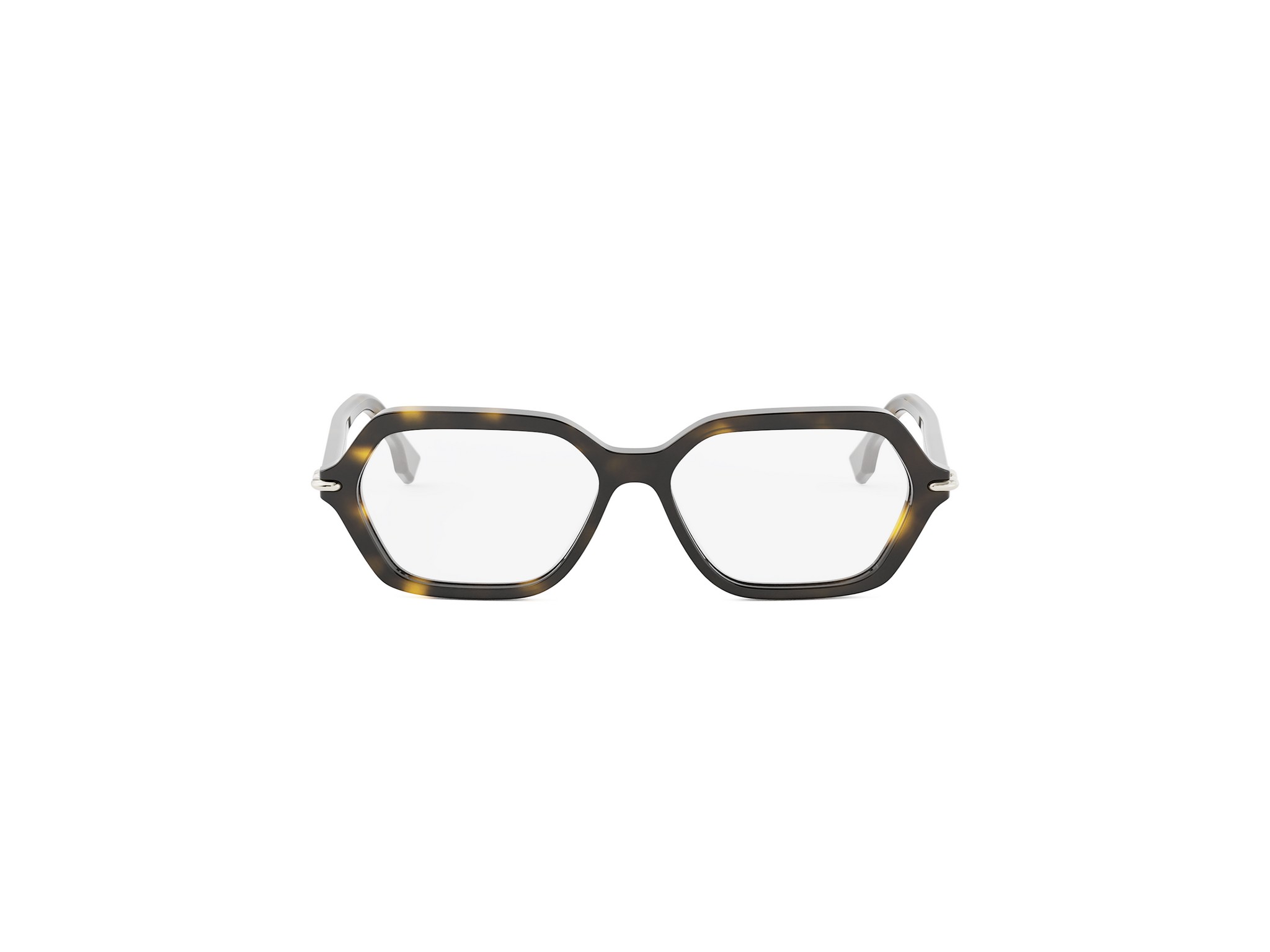 FENDI FE50125I Fendi Selleria Havana Geometric Eyeglasses